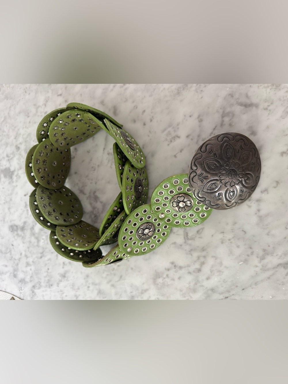 vintage 80s Western boho disk concho leather belt